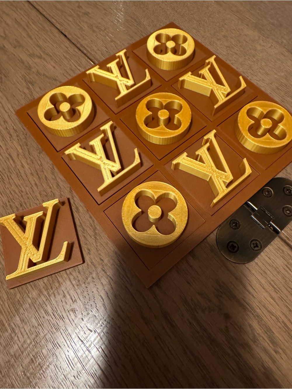Brown & Gold Tic Tac Toe Board : Coffee Table Game